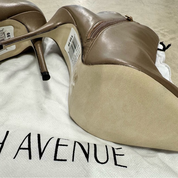 NWT W/O Box Saks Fifth Ave Taupe Color Leather Stiletto Heel Ankle Boots - Picture 4 of 8